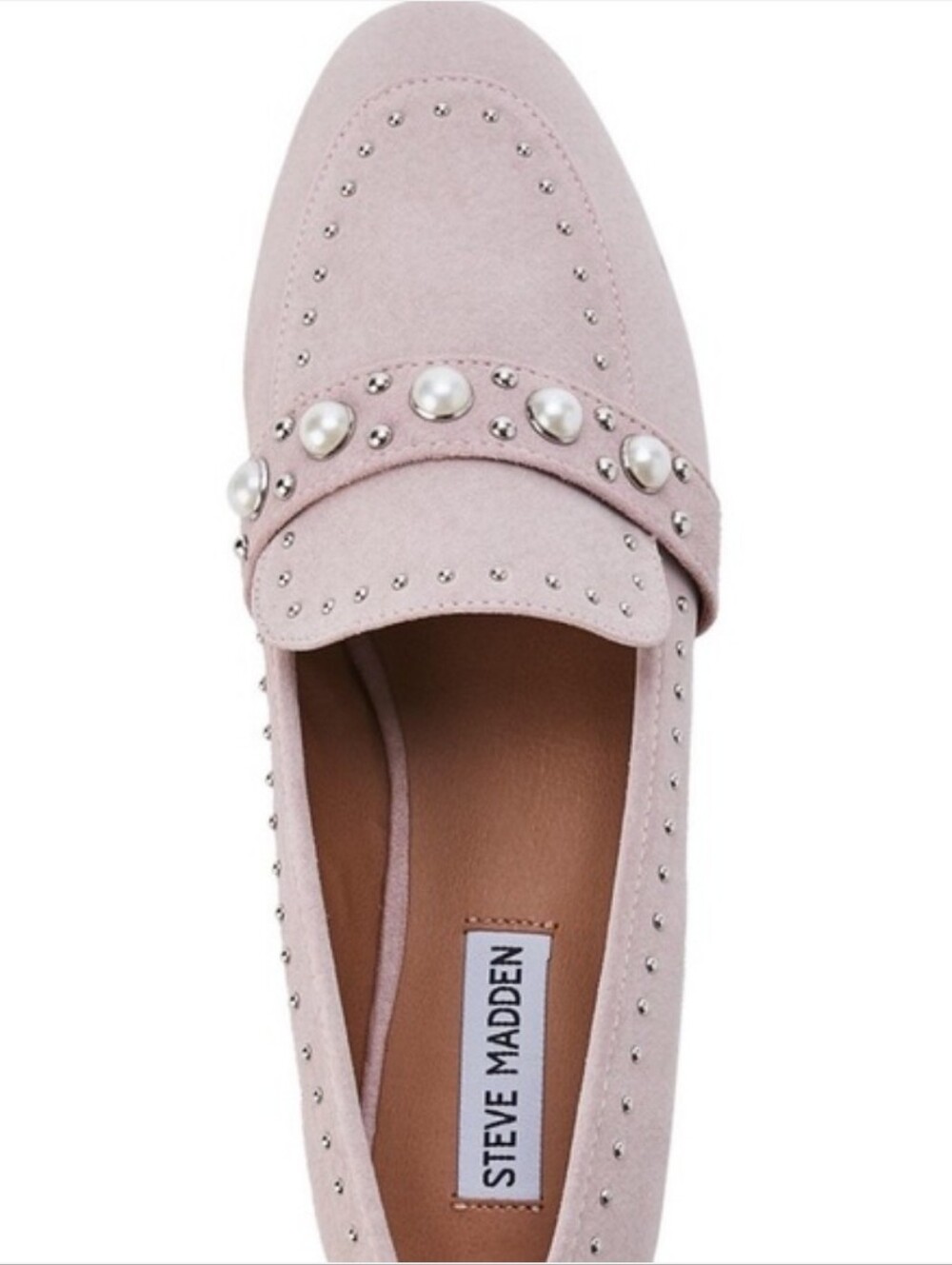 Berkshire Blush Pearl & Stud Suede-Look Loafers - Picture 3 of 14
